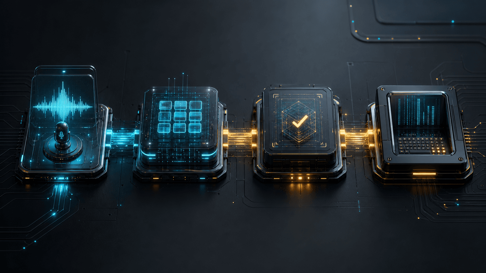 How the four apps fit together: input, memory, testing, and execution